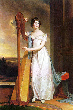 "Lady with a Harp: Eliza Ridgely", portrait by Thomas Sully, 1818 